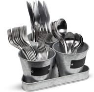 🍴 brightmaison pianta kitchen utensil holder set - galvanized bucket with chalkboard labels for forks, spoons, knives (set of 3) логотип