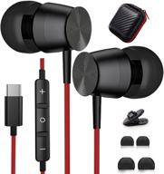 🎧 usb c noise isolation earbuds with mic for oneplus 9 pro, samsung s21 ultra, ipad pro, galaxy s21+, s20 fe, note 20 ultra, google pixel - in-ear headphones, wired earphones logo