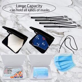 img 1 attached to 📦 4-Piece Mask Case & Storage Box Set: Convenient Solution for Face Mask Organization with Lanyards Included