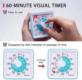 img 3 attached to Ainowes Silent Visual Timer, 60-Minute Countdown Timer for Kids and Adults, Tool for Time Management in Kitchen, Classroom, Self-Study, Noiseless Operation (Blue)