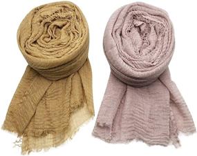 img 2 attached to Versatile and Stylish MANSHU Women's 4 PCS Soft 🧣 Scarf Shawl Set: Long Scarf, Wrap, and Big Head Scarf