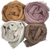 versatile and stylish manshu women's 4 pcs soft 🧣 scarf shawl set: long scarf, wrap, and big head scarf logo