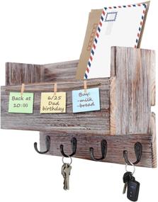 img 4 attached to 📬 Halcent Entryway Organizer: Wood Mail Holder Sorter with Key Hook Holder - Wall Mail Organizer for Home and Office Spaces