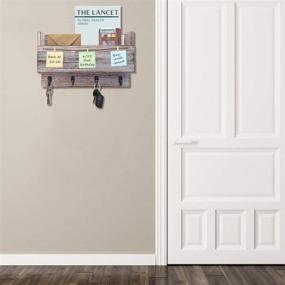 img 2 attached to 📬 Halcent Entryway Organizer: Wood Mail Holder Sorter with Key Hook Holder - Wall Mail Organizer for Home and Office Spaces