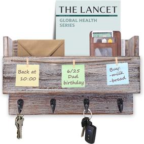 img 3 attached to 📬 Halcent Entryway Organizer: Wood Mail Holder Sorter with Key Hook Holder - Wall Mail Organizer for Home and Office Spaces