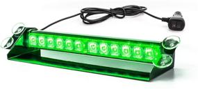 img 1 attached to 🚨 SMALLFATW Portable Emergency Light 14” 12 LED 9 Flashing Modes 4 Powerful Suction Cups, Super Bright Mini Visor Strobe Light Bar, Dash Windshield Warning Light for Vehicles Car Truck, Green - Improved SEO