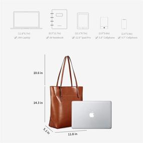 img 2 attached to 👜 Chic and Versatile: Kattee Vintage Genuine Leather Tote Shoulder Bag with Adjustable Handles