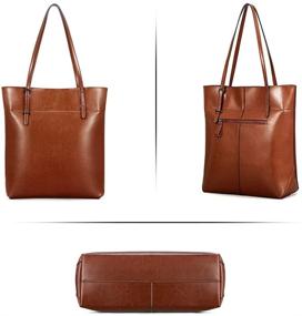 img 1 attached to 👜 Chic and Versatile: Kattee Vintage Genuine Leather Tote Shoulder Bag with Adjustable Handles