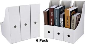 img 3 attached to 📚 HUAPRINT White Magazine Holder (6 Pack) - Efficient Cardboard Magazine Organizer with Labels and Storage Box