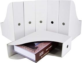 img 4 attached to 📚 HUAPRINT White Magazine Holder (6 Pack) - Efficient Cardboard Magazine Organizer with Labels and Storage Box