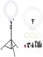 🎥 professional neewer 18-inch white led ring light kit for make-up video shooting - dimmable 50w, 3200-5600k color temperature, soft filter, hot shoe adapter, and cellphone holder (no carrying bag) logo