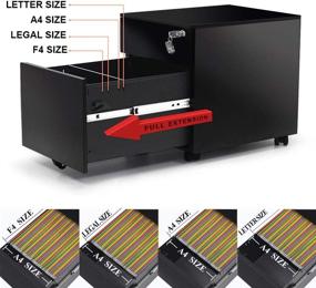 img 3 attached to 🗄️ HAIAOJIA 2 Drawer Mobile File Cabinet - Locking Metal Filing Cabinet for Legal/Letter/A4/F4 Size - Fully Assembled with Wheels - Home/Office Design - Black