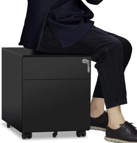 img 4 attached to 🗄️ HAIAOJIA 2 Drawer Mobile File Cabinet - Locking Metal Filing Cabinet for Legal/Letter/A4/F4 Size - Fully Assembled with Wheels - Home/Office Design - Black