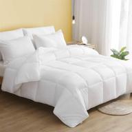 100% cotton lightweight down alternative comforter - ultra-soft cloud breathable eucalyptus microfiber duvet for warm sleeper (full/queen, white) logo