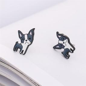 img 1 attached to Daisies Boston Terrier Shaped Earrings