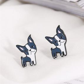 img 3 attached to Daisies Boston Terrier Shaped Earrings