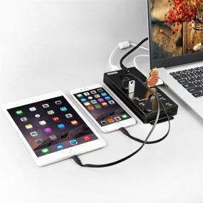 img 3 attached to 🔌 Sipolar-Desktop Charging Station-10 Ports USB Charger-Superspeed Data Sync-USB Data Hub-2A Charging for 10 Cellphones/Tablets-USB Splitter with 12V 10A Power Adapter-Mounting Brackets-LED Indication: Efficient Multi-Device Charging & Data Sync Solution
