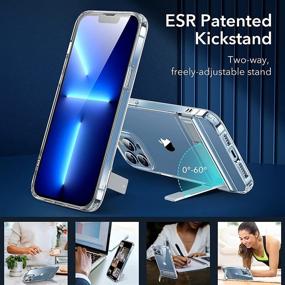 img 2 attached to 📱 ESR Metal Kickstand Case for iPhone 13 Pro Max, Patented 2-Way Stand, Enhanced Drop Protection, Slim Flexible Clear Back Cover