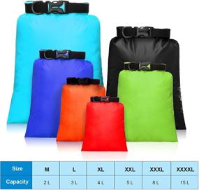 img 3 attached to 🎒 Универсальный набор из 6 водонепроницаемых сумок Dry Bag: 15 л + 8 л + 5 л + 4 л + 3 л + 2 л с легкими мешками и регулируемыми плечевыми ремнями для каякинга, рафтинга, катания на лодке, походов и кемпинга.