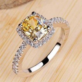 img 2 attached to Wenbin Fashion Lady 925 Sterling Silver Princess Cut Cubic Zirconia Citrine Ring – Stunning Wedding Jewelry, Size 5-10 (US Code 7)