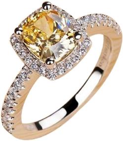 img 3 attached to Wenbin Fashion Lady 925 Sterling Silver Princess Cut Cubic Zirconia Citrine Ring – Stunning Wedding Jewelry, Size 5-10 (US Code 7)