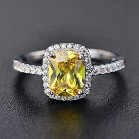 img 4 attached to Wenbin Fashion Lady 925 Sterling Silver Princess Cut Cubic Zirconia Citrine Ring – Stunning Wedding Jewelry, Size 5-10 (US Code 7)