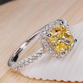 img 1 attached to Wenbin Fashion Lady 925 Sterling Silver Princess Cut Cubic Zirconia Citrine Ring – Stunning Wedding Jewelry, Size 5-10 (US Code 7)