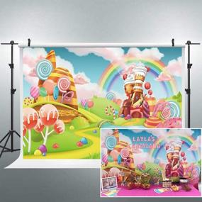 img 4 attached to Candyland Lollipop Rainbow Castle Photo Backdrop - Cartoon Kids Colorful Polyester Fabric, 7Wx5H Feet - Ice Cream Photography Background for Newborn Birthday Party - Photo Studio Shoot Backdrop RY-QXEN