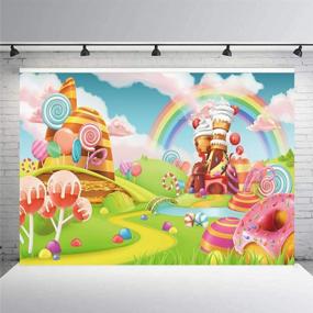 img 3 attached to Candyland Lollipop Rainbow Castle Photo Backdrop - Cartoon Kids Colorful Polyester Fabric, 7Wx5H Feet - Ice Cream Photography Background for Newborn Birthday Party - Photo Studio Shoot Backdrop RY-QXEN