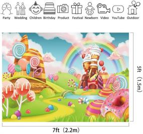 img 1 attached to Candyland Lollipop Rainbow Castle Photo Backdrop - Cartoon Kids Colorful Polyester Fabric, 7Wx5H Feet - Ice Cream Photography Background for Newborn Birthday Party - Photo Studio Shoot Backdrop RY-QXEN