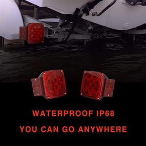 img 2 attached to 🚤 ONLTCO Submersible Trailer Lights 12V Red LED Square, License Brake Tail Light Kit for Under 80-Inch Boat Camper RV Trailers Shorelander Marine, IP68 Waterproof, DOT Approved