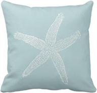 🌊 emvency green star vintage starfish pastel seafoam blue fish throw pillow cover - decorative pillow case for home decor, square 18 x 18 inch pillowcase logo