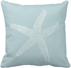 img 4 attached to 🌊 Emvency Green Star Vintage Starfish Pastel Seafoam Blue Fish Throw Pillow Cover - Decorative Pillow Case for Home Decor, Square 18 x 18 Inch Pillowcase