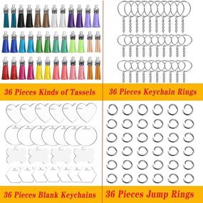 img 3 attached to 🔑 144pcs Clear Acrylic Keychain Blanks set - Includes 36pcs Acrylic Blanks, 36pcs Keychain Tassels, 36pcs Key Chain Rings, and 36pcs Jump Rings for DIY Keychain Crafting