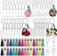 🔑 144pcs clear acrylic keychain blanks set - includes 36pcs acrylic blanks, 36pcs keychain tassels, 36pcs key chain rings, and 36pcs jump rings for diy keychain crafting logo