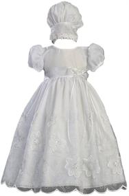 img 1 attached to 👶 White Organza Christening Baptism Gown with Embroidered Detailing and Matching Bonnet