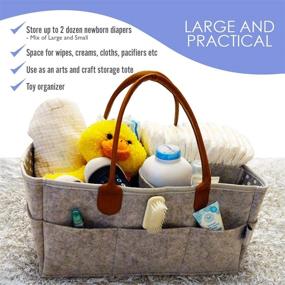 img 1 attached to 👶 Baby Diaper Organizer Caddy - Nursery Tote Bag for Diapers - Baby Shower Gift Basket - Portable Car Travel Storage - Large Diaper Organizer for Changing Table - Must-Have Newborn Registry Item