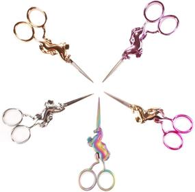 img 1 attached to 🦄 Stainless Steel Scissors with Unicorn Embroidery Craft Design - Gradient - 1 Pair