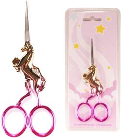 img 4 attached to 🦄 Stainless Steel Scissors with Unicorn Embroidery Craft Design - Gradient - 1 Pair