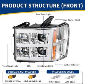 img 2 attached to AUTOSAVER88 Chrome Projector Headlights Assembly for 2007-2014 GMC Sierra 1500/2500HD/3500HD - Compatible Replacement