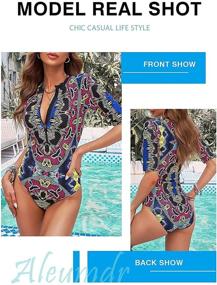 img 1 attached to Aleumdr Printed Swimsuit Swimwear Blocked Women's Clothing and Swimsuits & Cover Ups