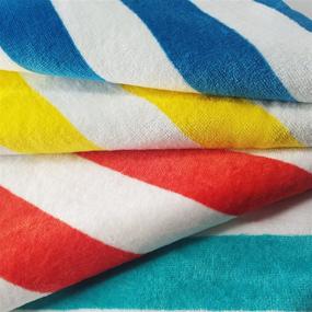 img 2 attached to 🏖️ Premium 4-Piece Beach Towel Set - 100% Cotton, Cabana Striped - Pool Towel, Bath Towel - Red/Turquoise/Yellow/Navy, 30"x60" - Soft, Fast-Drying, Lightweight, Absorbent & Plush