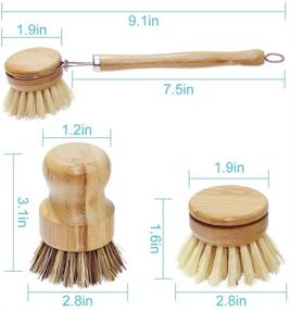 img 3 attached to 🧹 Bamboo Kitchen Cleaning Brush Set - Long Handle Dish Brush for Pans, Pots, Bowls - Effective Dishwashing & Cleaning Brush Pack (5 Brushes)