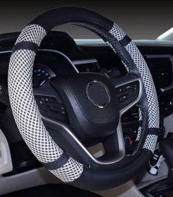 img 3 attached to Microfiber Leather And Viscose Universal Breathable Anti-Slip Odorless Steering Wheel Cover (14&#39