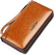 👜 leather zippered clutch handbag for business men - wallets, card cases & money organizers logo