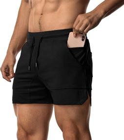 img 4 attached to 🏋️ Premium EVERWORTH Men's Solid Gym Workout Shorts for Intense Bodybuilding, Running, and Training - Fitted Jogging Short Pants with Convenient Zipper Pocket in 3 Vibrant Colors