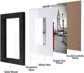 img 3 attached to eletecpro 8x10 Solid Wood Picture Frame with Tempered Glass and Mat, Display 4x6 or 5x7 With Mat and 8x10 Without Mat, Wall and Tabletop Mounting Included - Black (8x10)