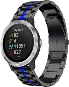 img 4 attached to 📟 Anrir Quick Release Stainless Steel Band: Compatible for Garmin Vivoactive 3, Forerunner 645/245 Music, Venu, Vivomove 3 44mm, Vivomove HR/Luxe/Style 42mm-Black&amp;Blue