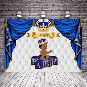 img 1 attached to 👑 Mehofoto Royal Baby Shower Backdrop: Ethnic Little Prince Gold Crown Photo Background 7x5ft in Royal Blue and Silver – Perfect for Stunning Baby Shower Decorations