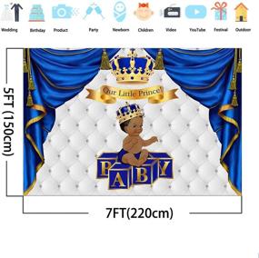 img 2 attached to 👑 Mehofoto Royal Baby Shower Backdrop: Ethnic Little Prince Gold Crown Photo Background 7x5ft in Royal Blue and Silver – Perfect for Stunning Baby Shower Decorations